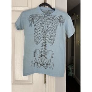 Vintage Anatomy Leslie Arwin Skeleton 1978 Blue T-shirt Sz S Single Stitch READ